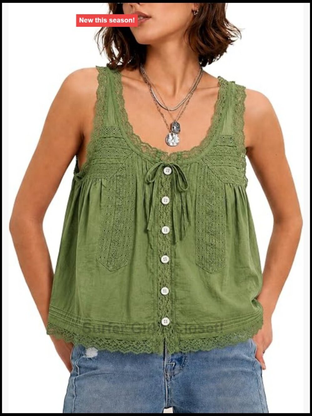 Women's Boho Lace Trim Sheer Tank Top Sleeveless Cotton Voile Blouse Lightweight